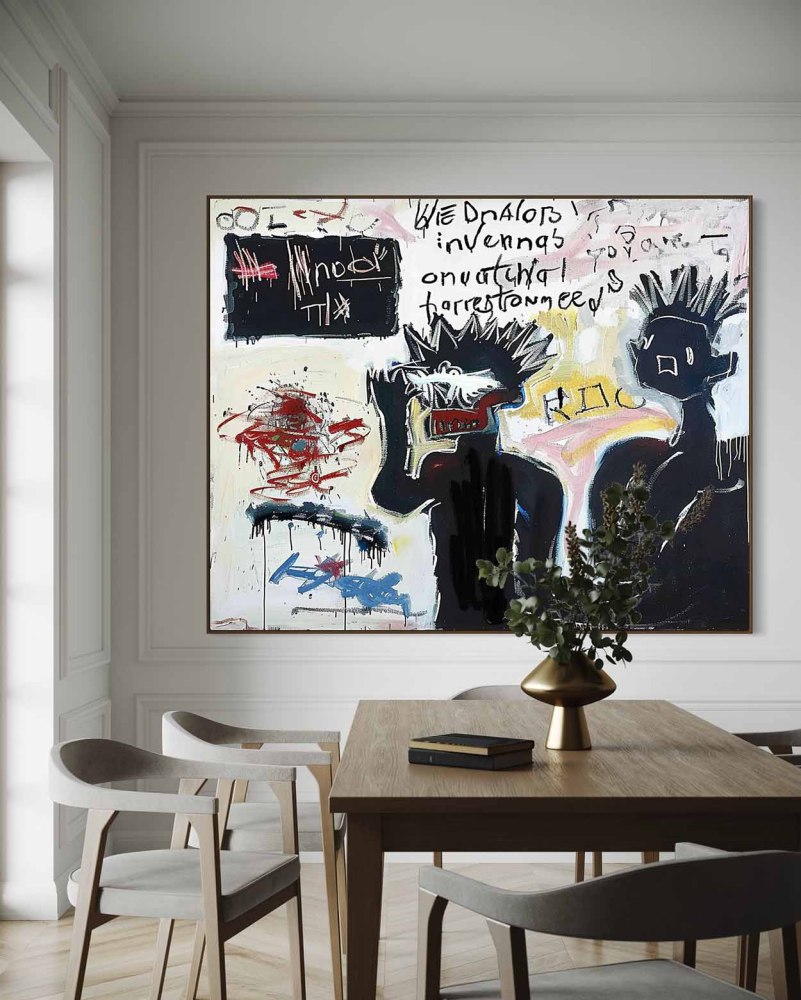 "Hand-Painted Graffiti Abstract Portrait Oil Painting on Canvas – Neo-Expressionist Street Art Wall Decor 221AA