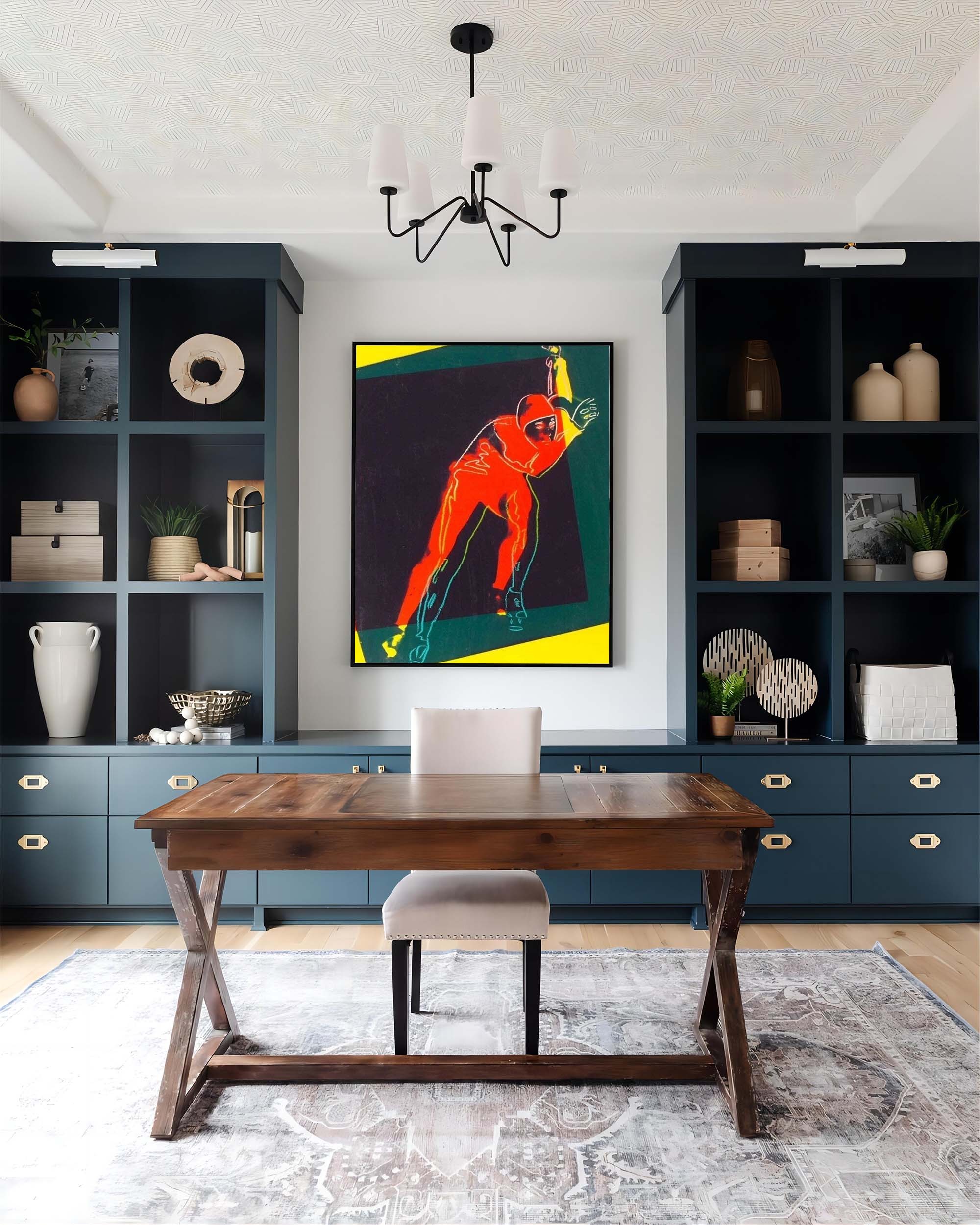 Warhol Style Speed Skater Oil Painting on Canvas – Pop Art Sports Series Inspired Wall Art 229AA