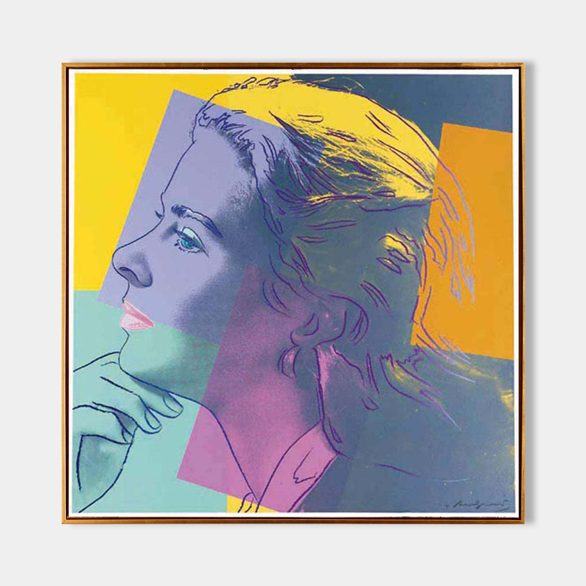 Warhol Style Female Portrait – Hand-Painted Pop Art Oil Painting on Canvas 236BR