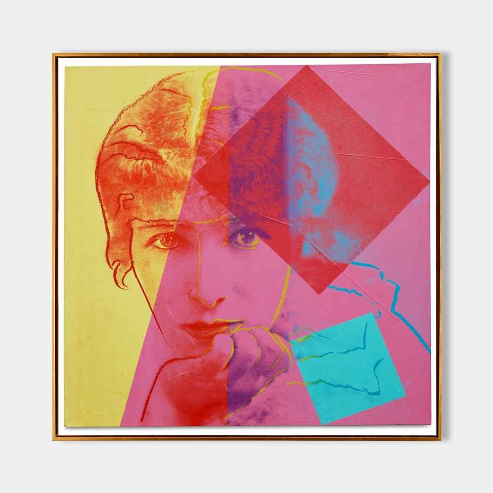Warhol Style Abstract Portrait – Hand-Painted Pop Art Oil Painting on Canvas 235BR