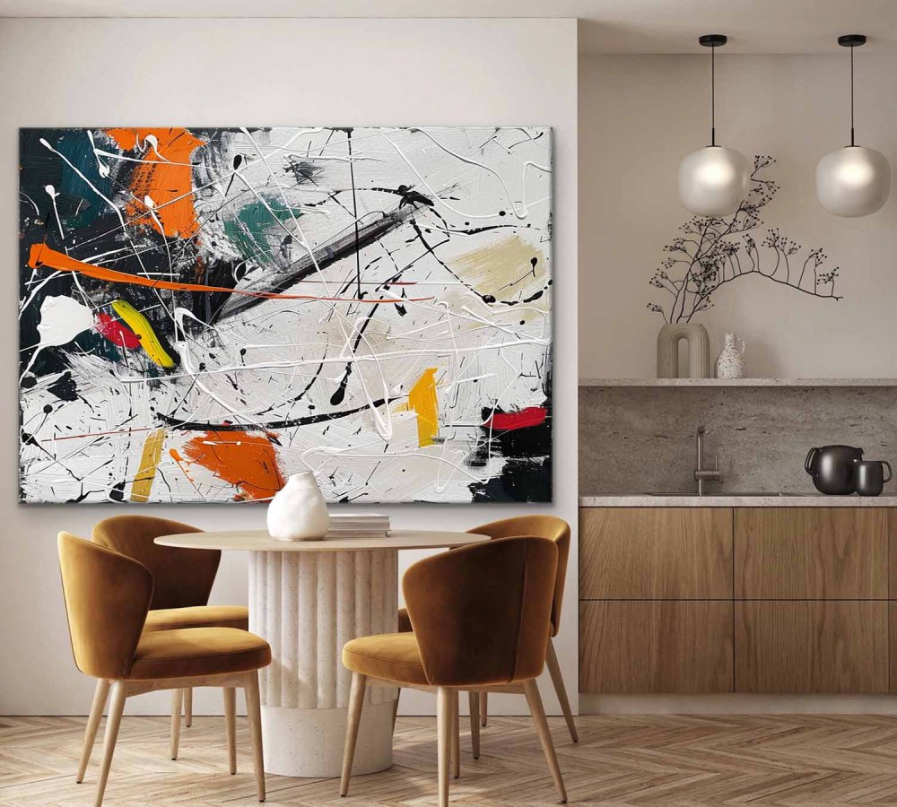 Pollock Inspired Abstract Expressionism Oil Painting – Hand-Painted Modern Canvas Art 237AA