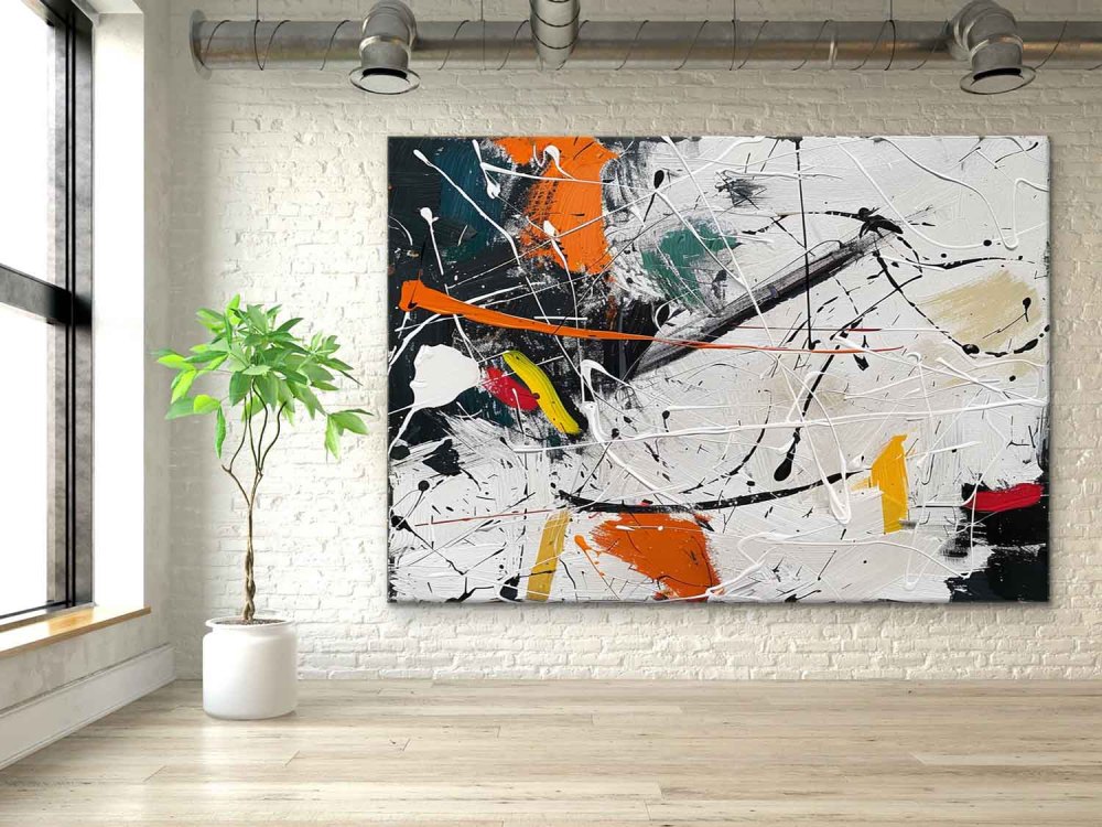 Pollock Inspired Abstract Expressionism Oil Painting – Hand-Painted Modern Canvas Art 237AA