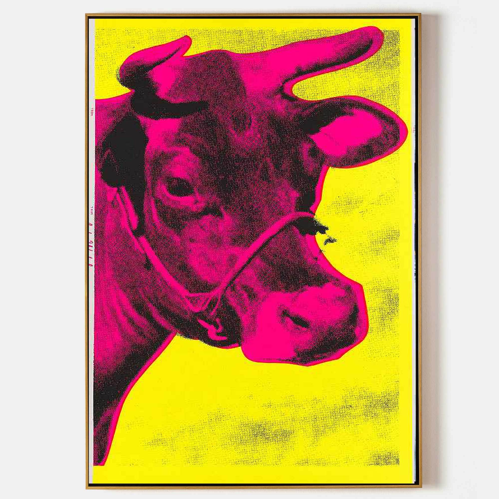 Warhol Style Cow Portrait – Hand-Painted Pop Art Oil Painting on Canvas 232BR