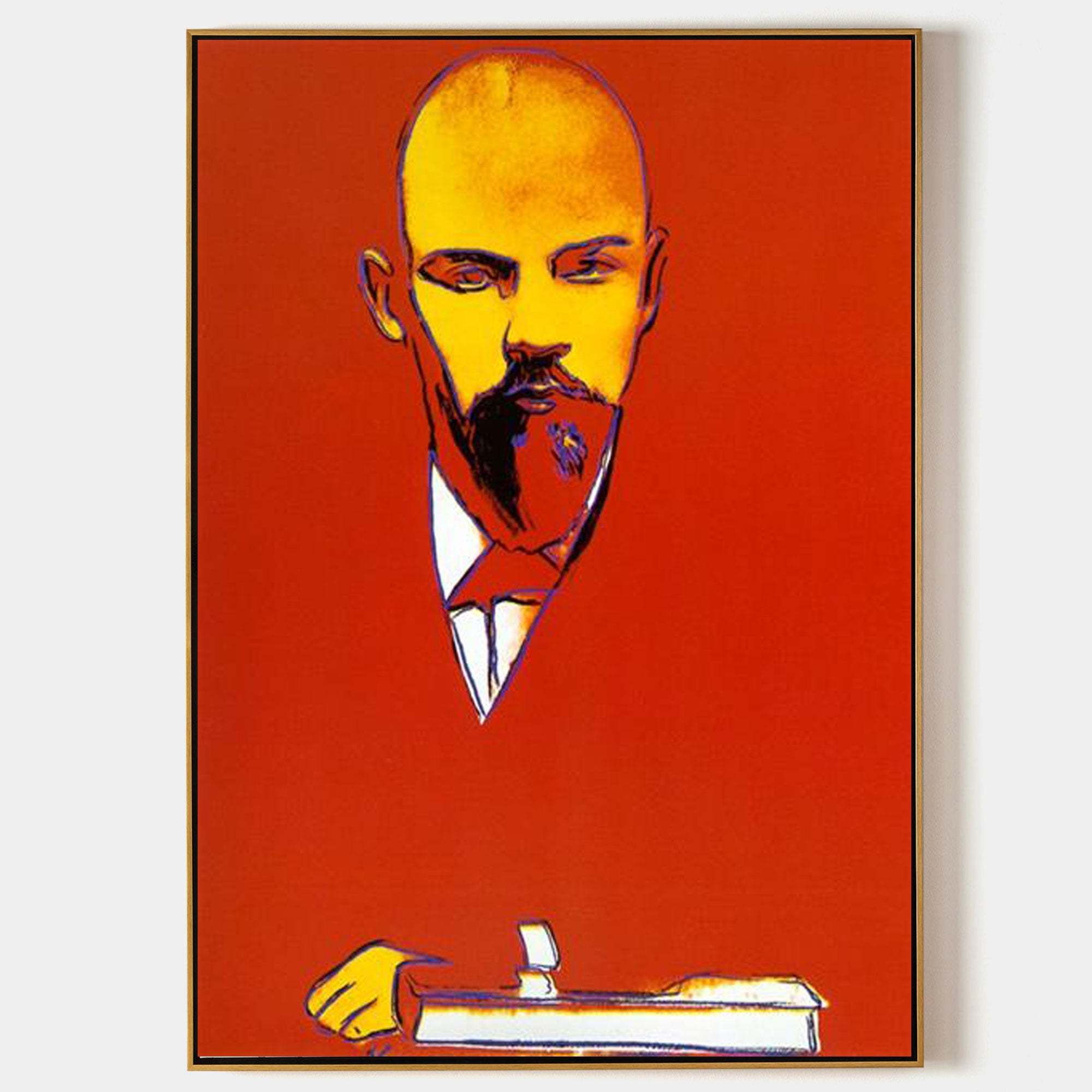 Warhol Style Lenin Portrait – Hand-Painted Pop Art Oil Painting on Canvas 230AA