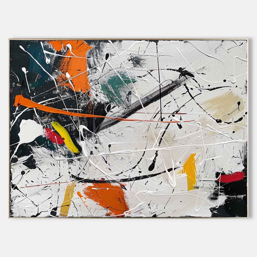 Pollock Inspired Abstract Expressionism Oil Painting – Hand-Painted Modern Canvas Art 237AA
