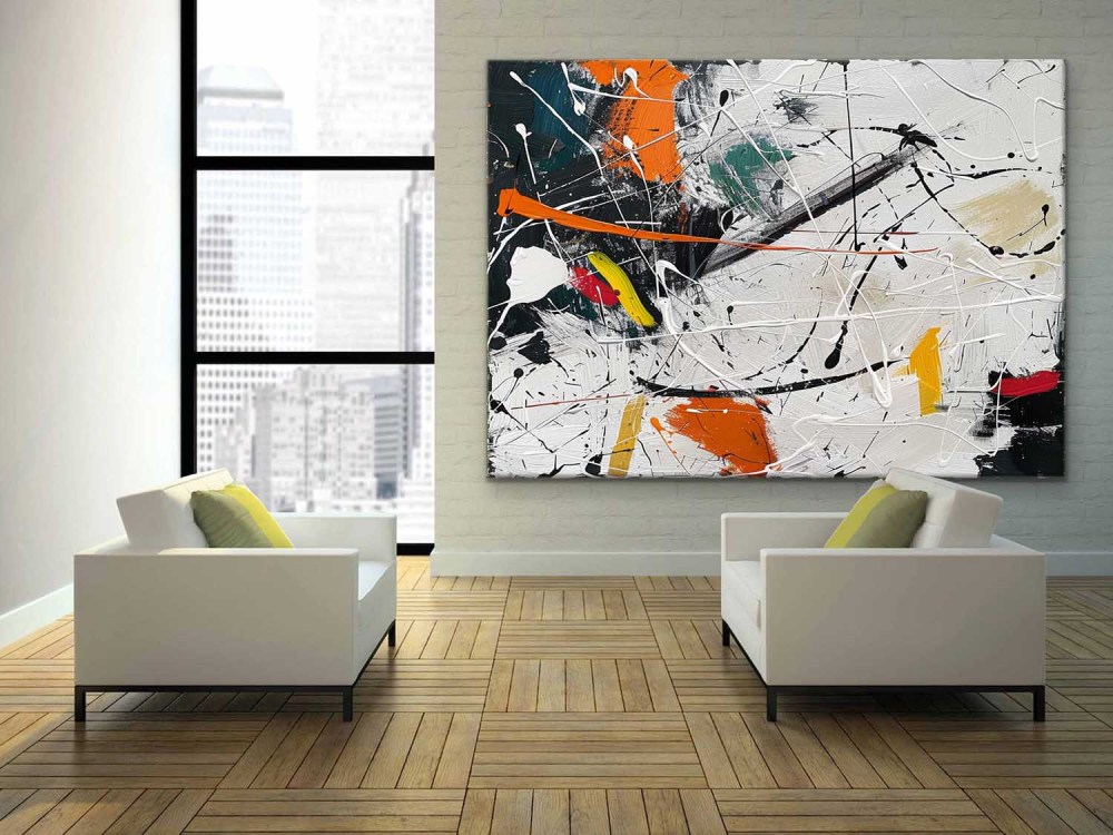 Pollock Inspired Abstract Expressionism Oil Painting – Hand-Painted Modern Canvas Art 237AA