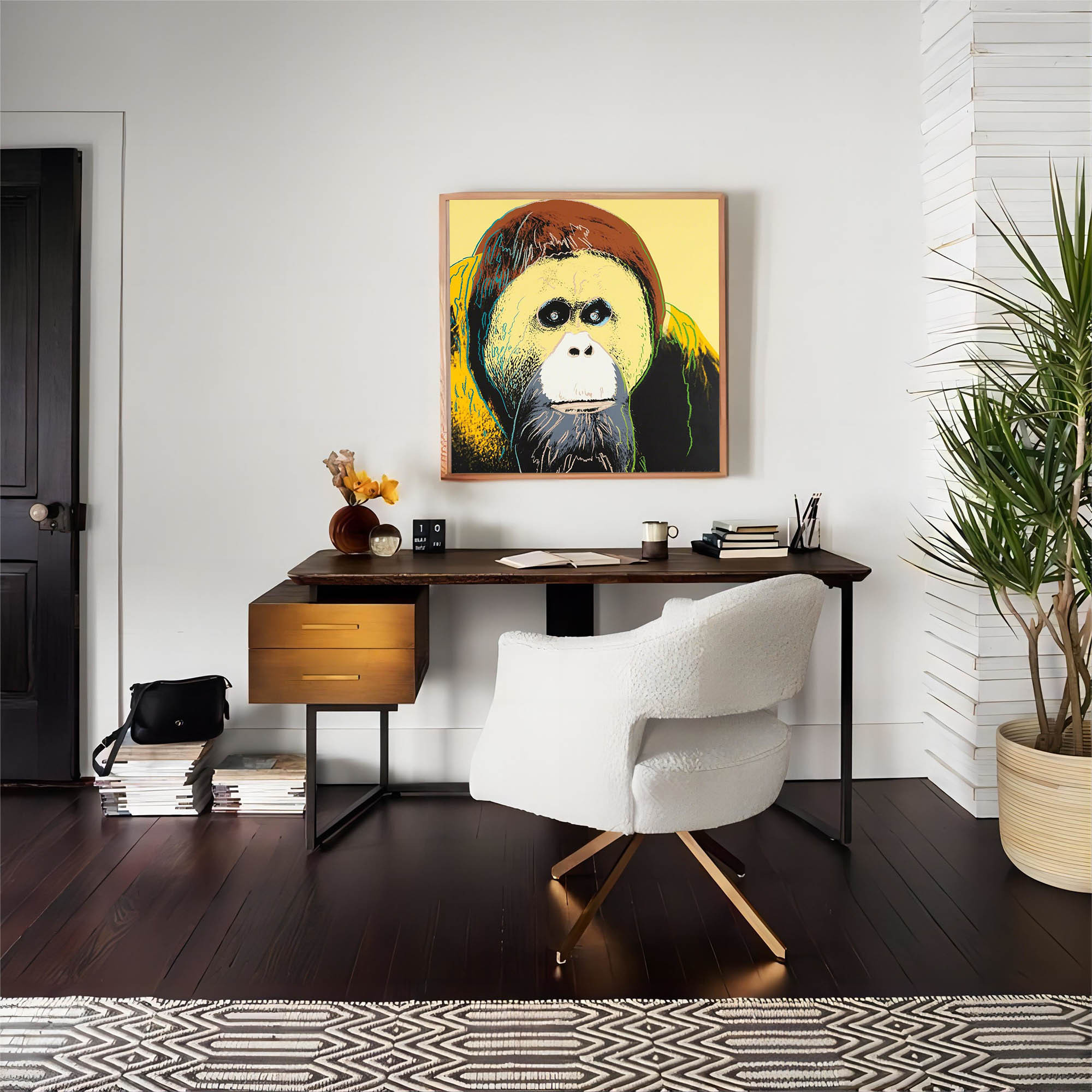 Warhol Style Orangutan Portrait – Hand-Painted Pop Art Animal Oil Painting on Canvas 231BR