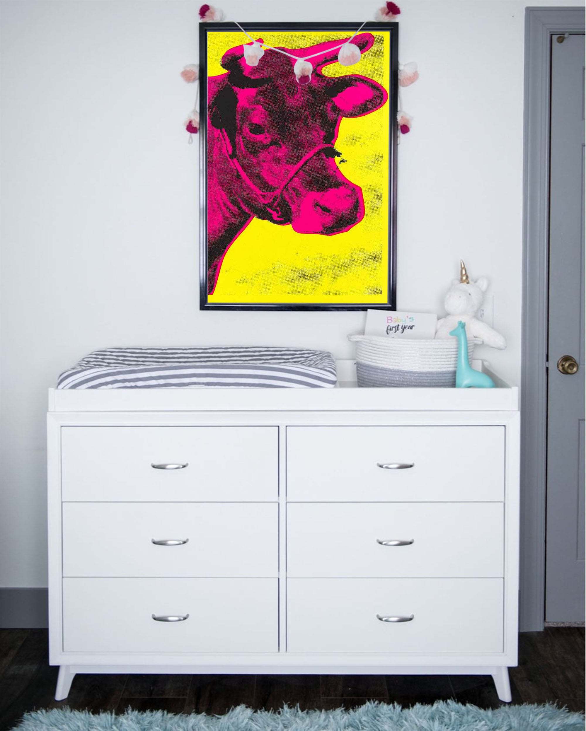 Warhol Style Cow Portrait – Hand-Painted Pop Art Oil Painting on Canvas 232BR