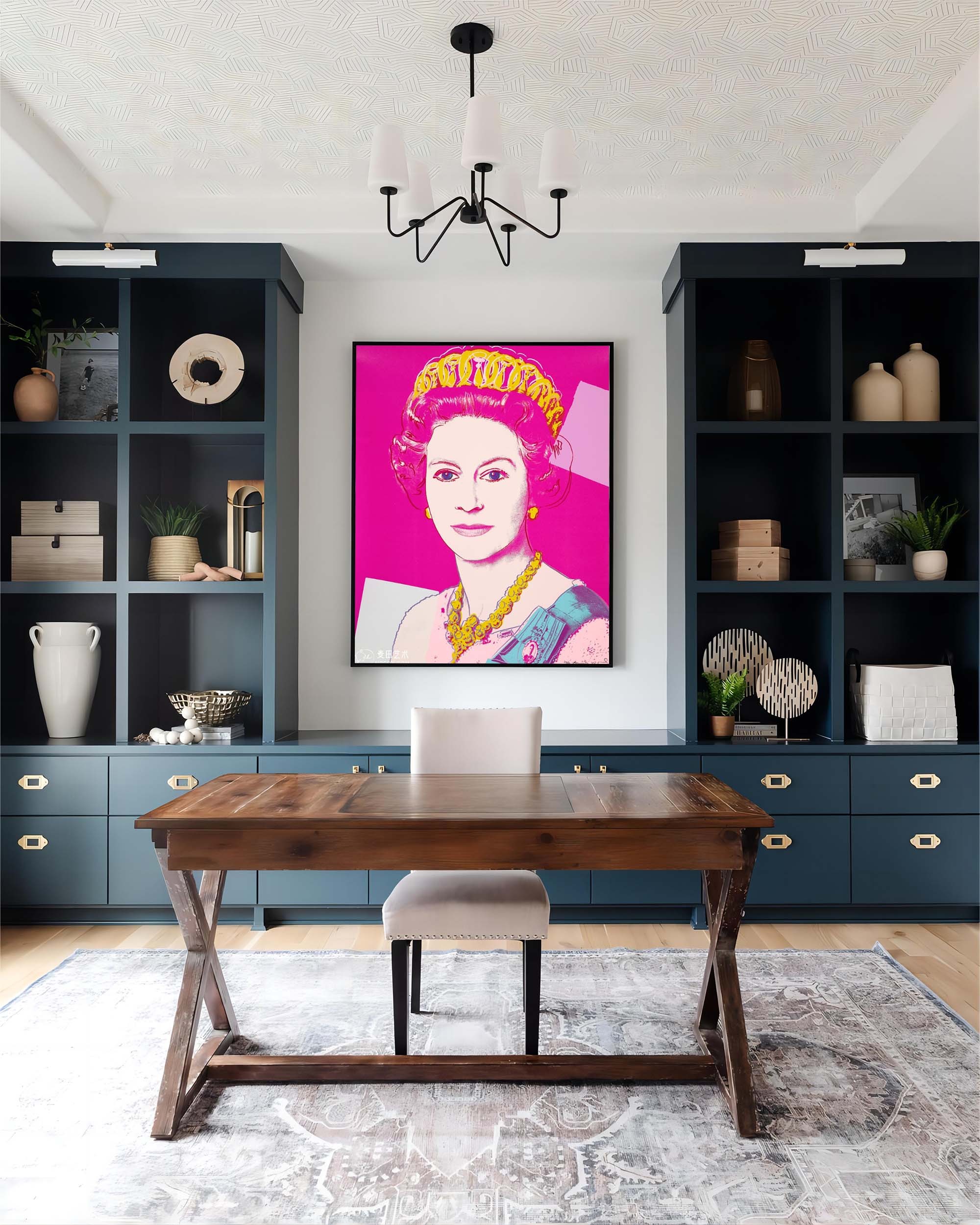 Warhol Style Queen Elizabeth II Portrait – Hand-Painted Pop Art Oil Painting on Canvas 234BR