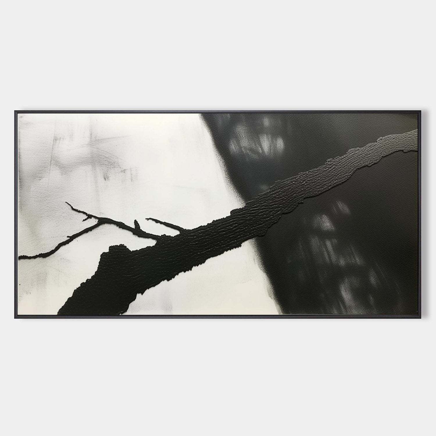 Minimalist Abstract Oil Painting – Black and White Textured Canvas Wall Art 251AA
