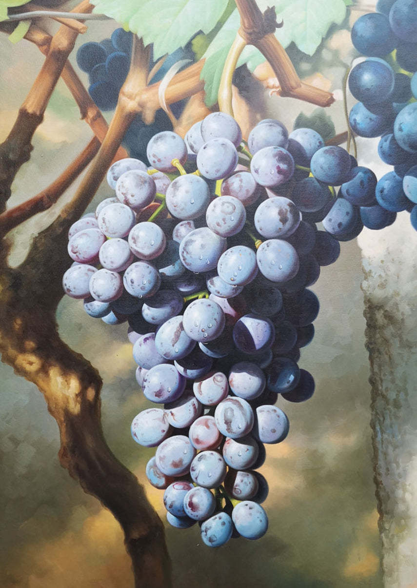 Realistic Grape Oil Painting – Hand-Painted Still Life Artwork on Canvas 286R
