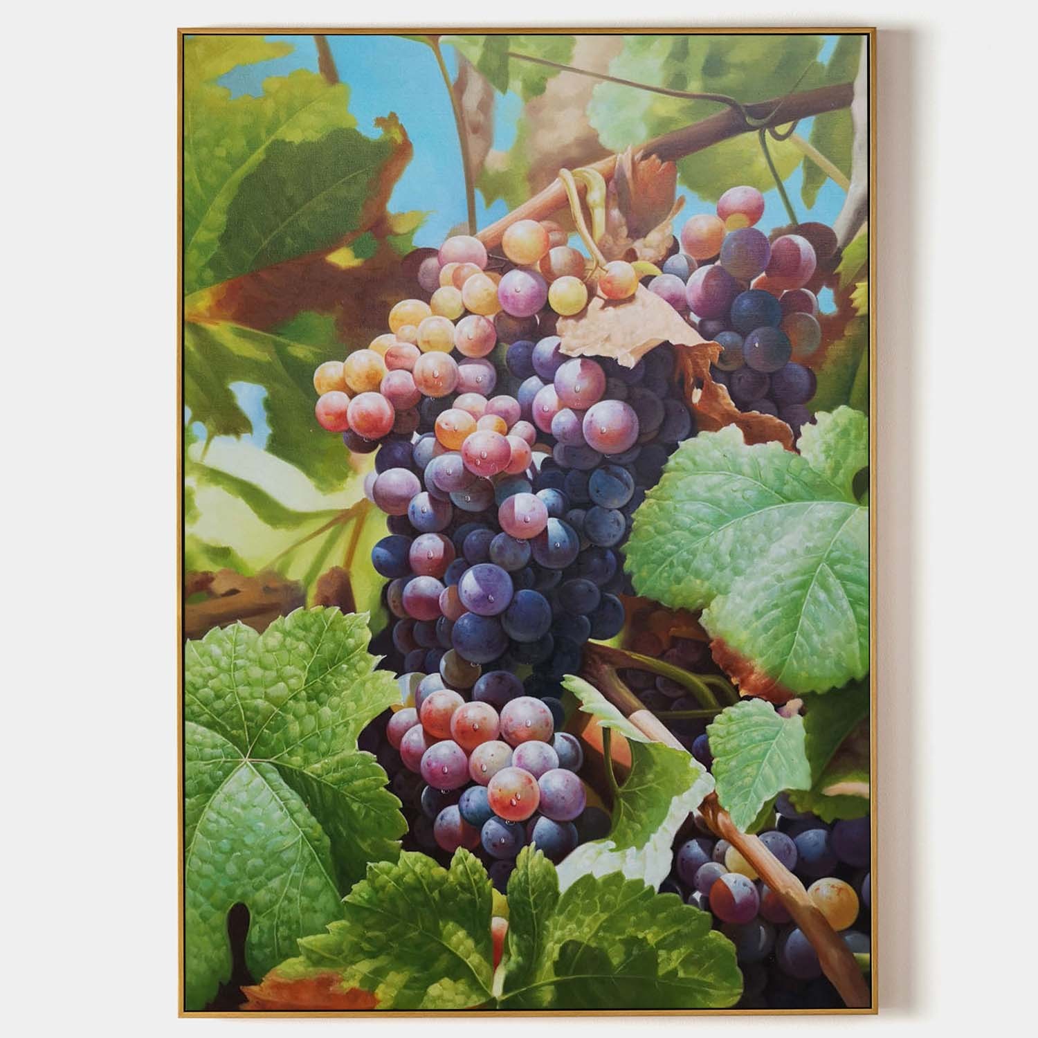 Hand-Painted Grape Oil Painting – Realistic Fruit Still Life Wall Art on Canvas 285R