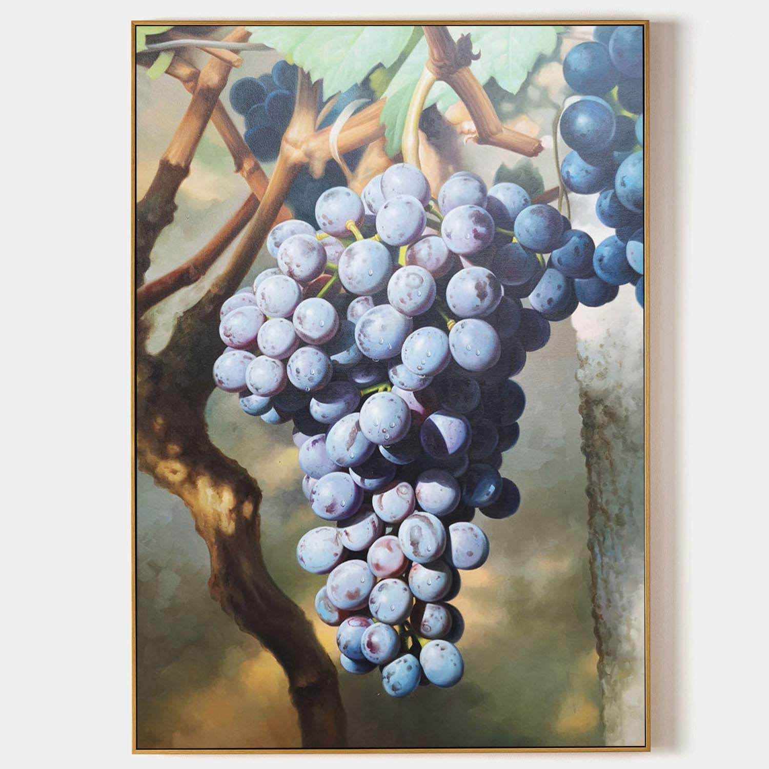 Realistic Grape Oil Painting – Hand-Painted Still Life Artwork on Canvas 286R