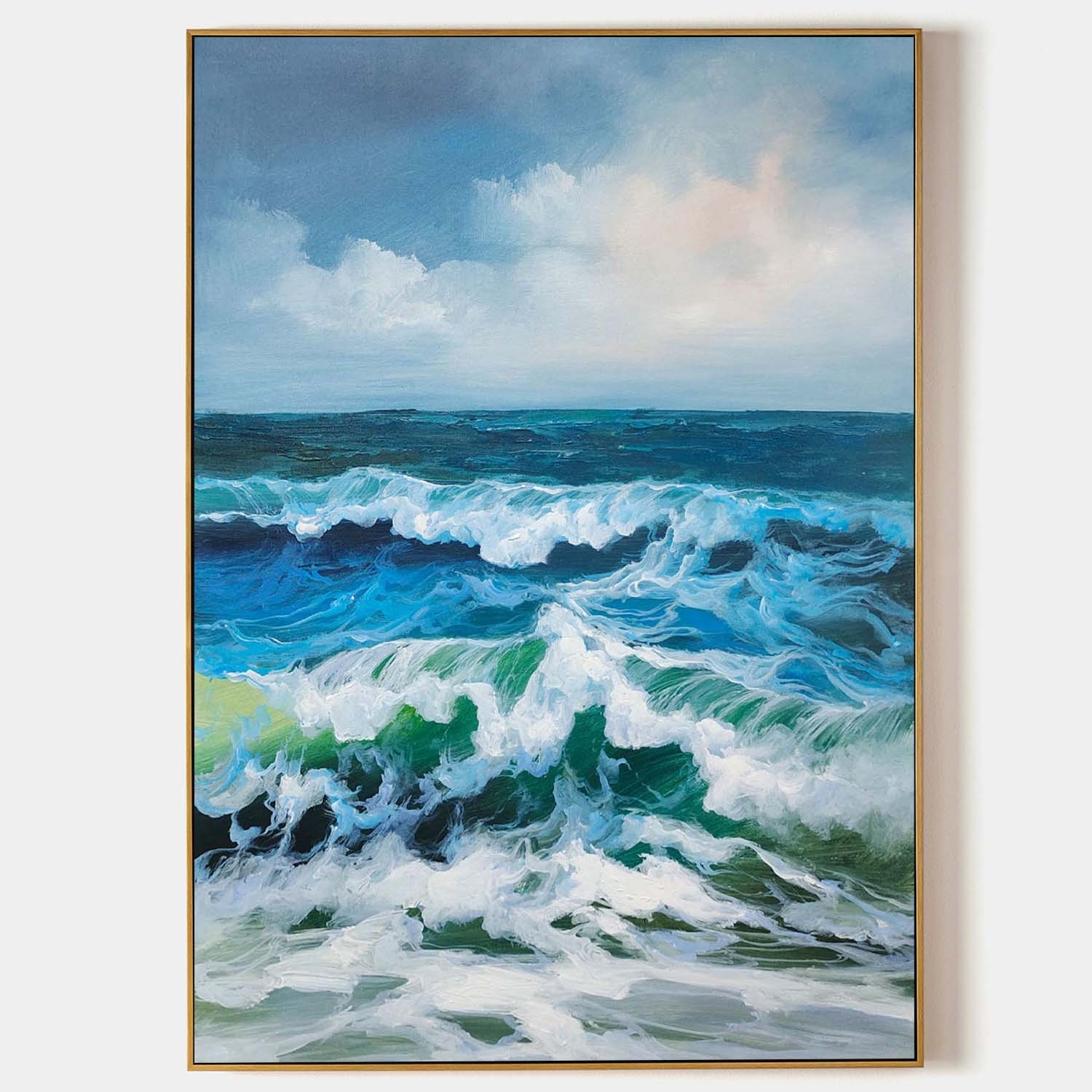 Hand-Painted Ocean Wave Oil Painting on Canvas – Seascape Wall Art for Living Room 268BR