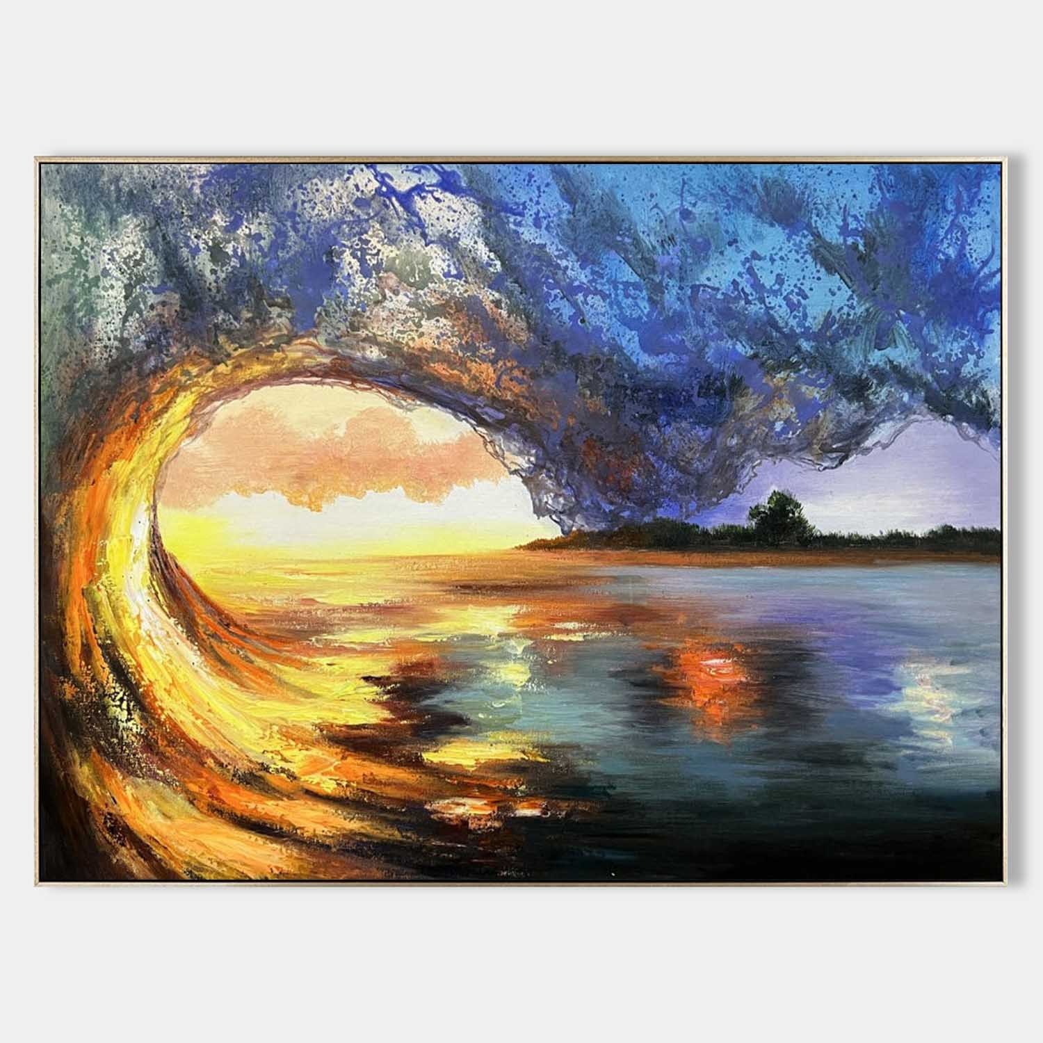 Sunset Wave – Hand-Painted Seascape Oil Painting on Canvas 275BR