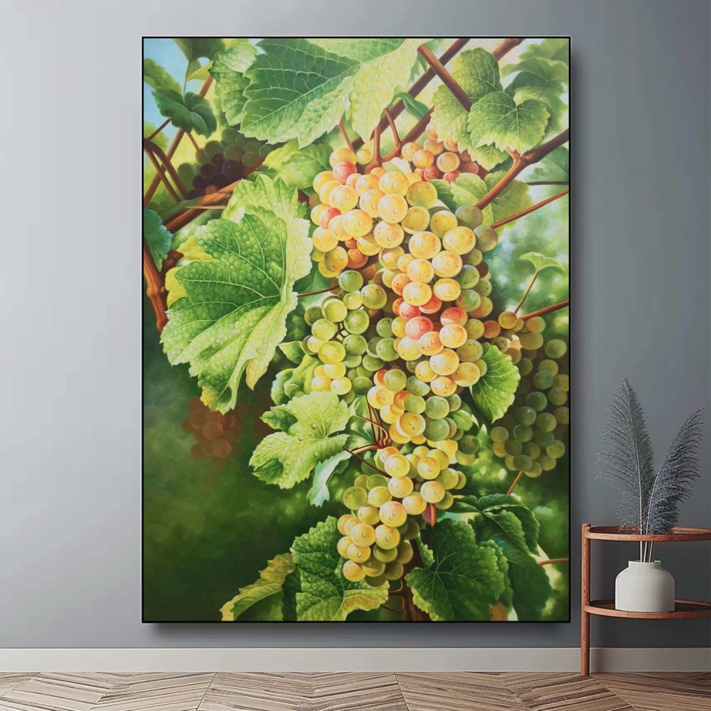 Grapevine Harvest – Hand-Painted Still Life Oil Painting on Canvas 277BR