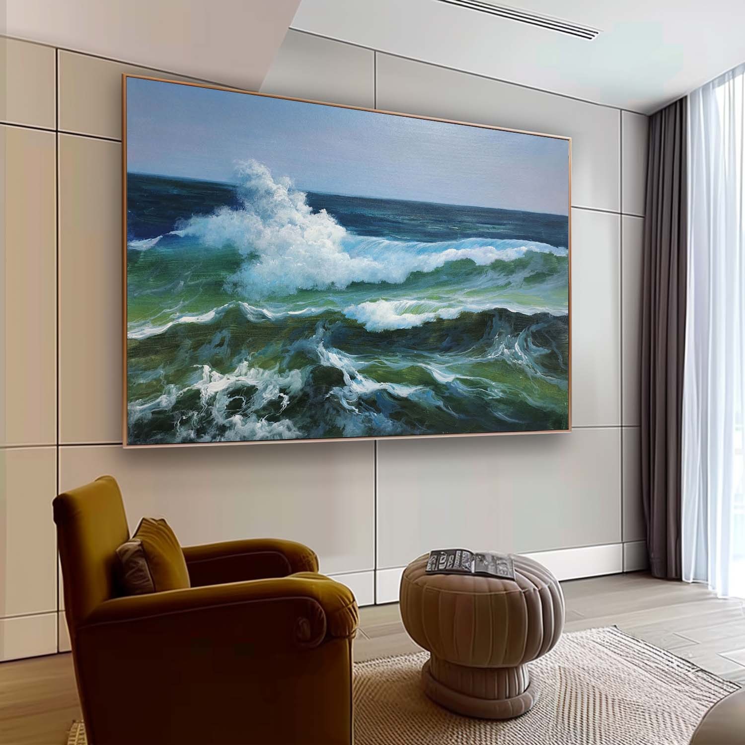 Emerald Sea Waves – Hand-Painted Ocean Seascape Oil Painting on Canvas 271BR