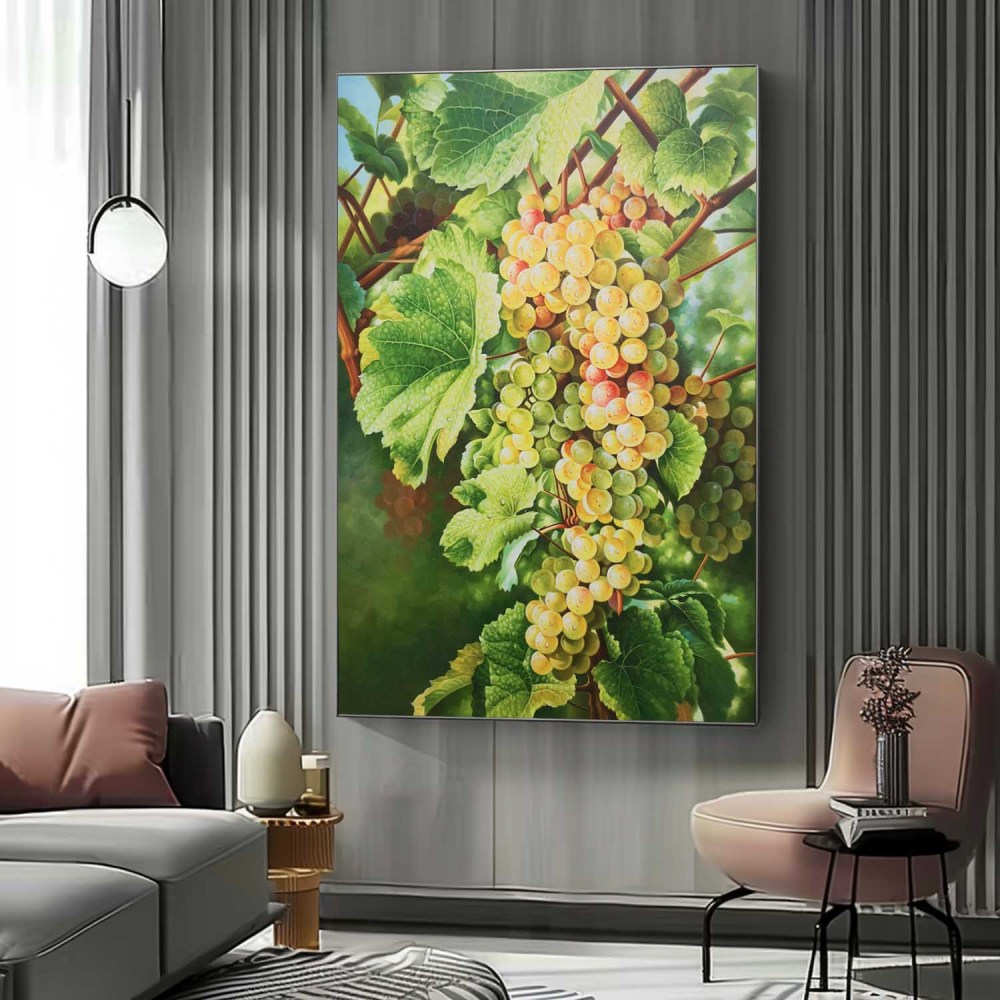 Grapevine Harvest – Hand-Painted Still Life Oil Painting on Canvas 277BR
