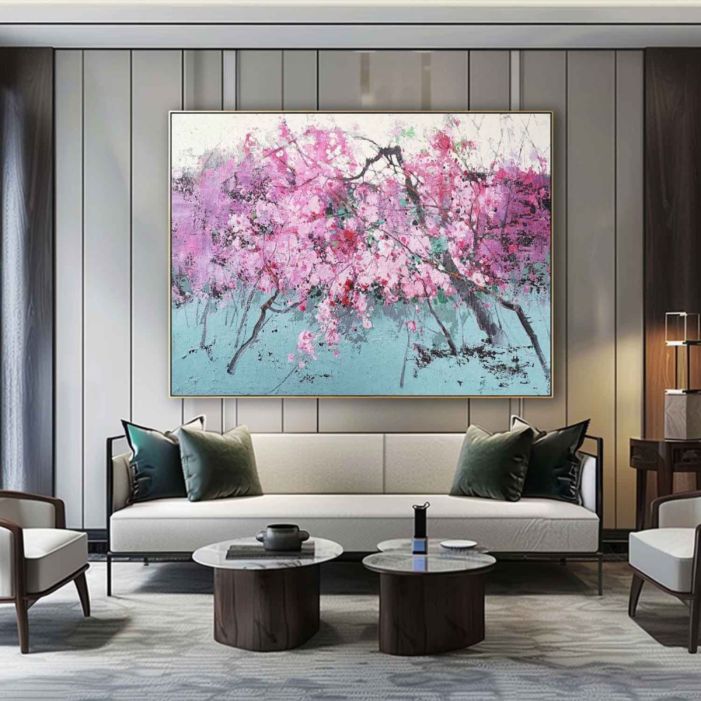 Blossom in Spring – Hand-Painted Floral Landscape Oil Painting on Canvas