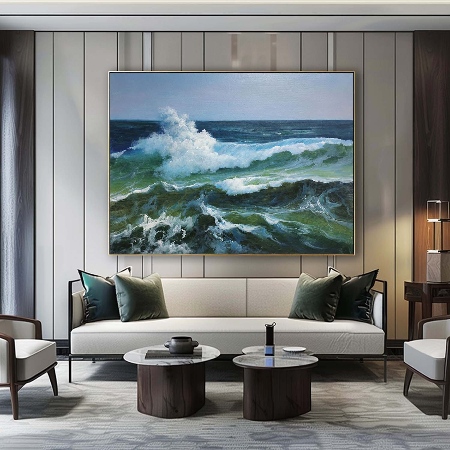 Emerald Sea Waves – Hand-Painted Ocean Seascape Oil Painting on Canvas 271BR