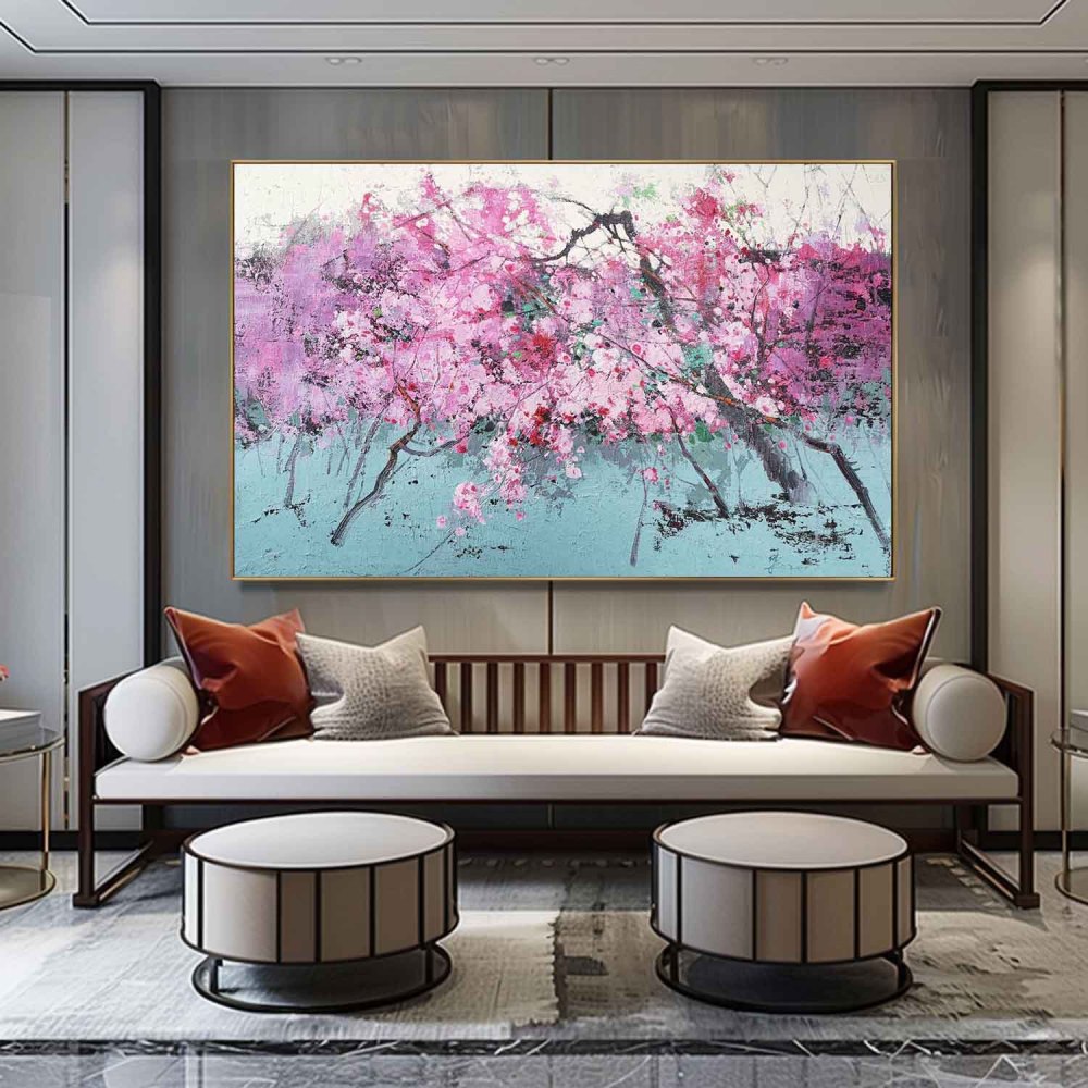 Blossom in Spring – Hand-Painted Floral Landscape Oil Painting on Canvas