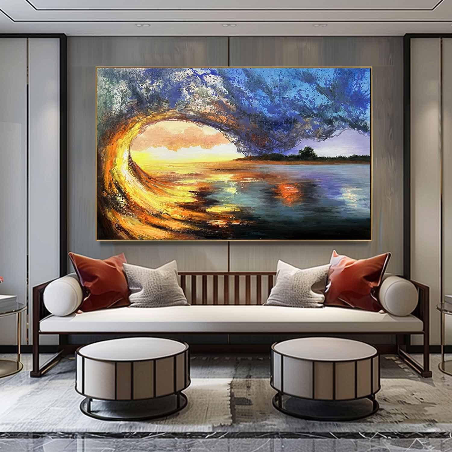 Sunset Wave – Hand-Painted Seascape Oil Painting on Canvas 275BR