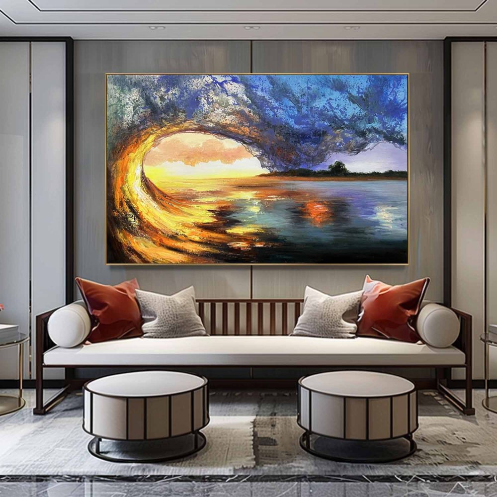Sunset Wave – Hand-Painted Seascape Oil Painting on Canvas 275BR