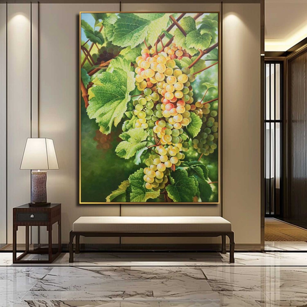 Grapevine Harvest – Hand-Painted Still Life Oil Painting on Canvas 277BR