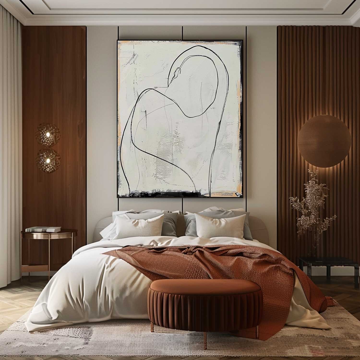 Minimalist Figurative Line Abstract Art Oil Painting  257AA