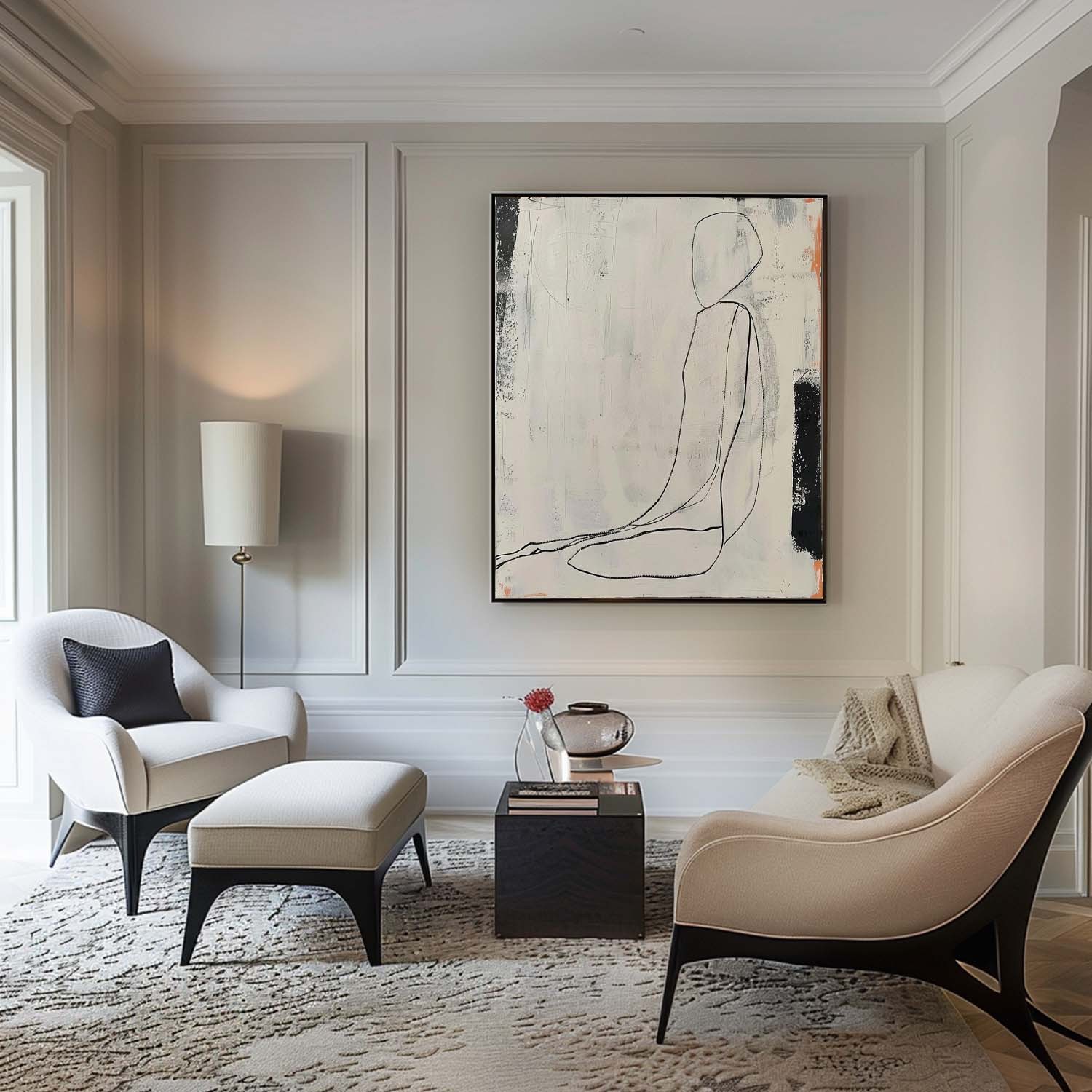 Minimalist Figurative Line Abstract Art Oil Painting  256AA