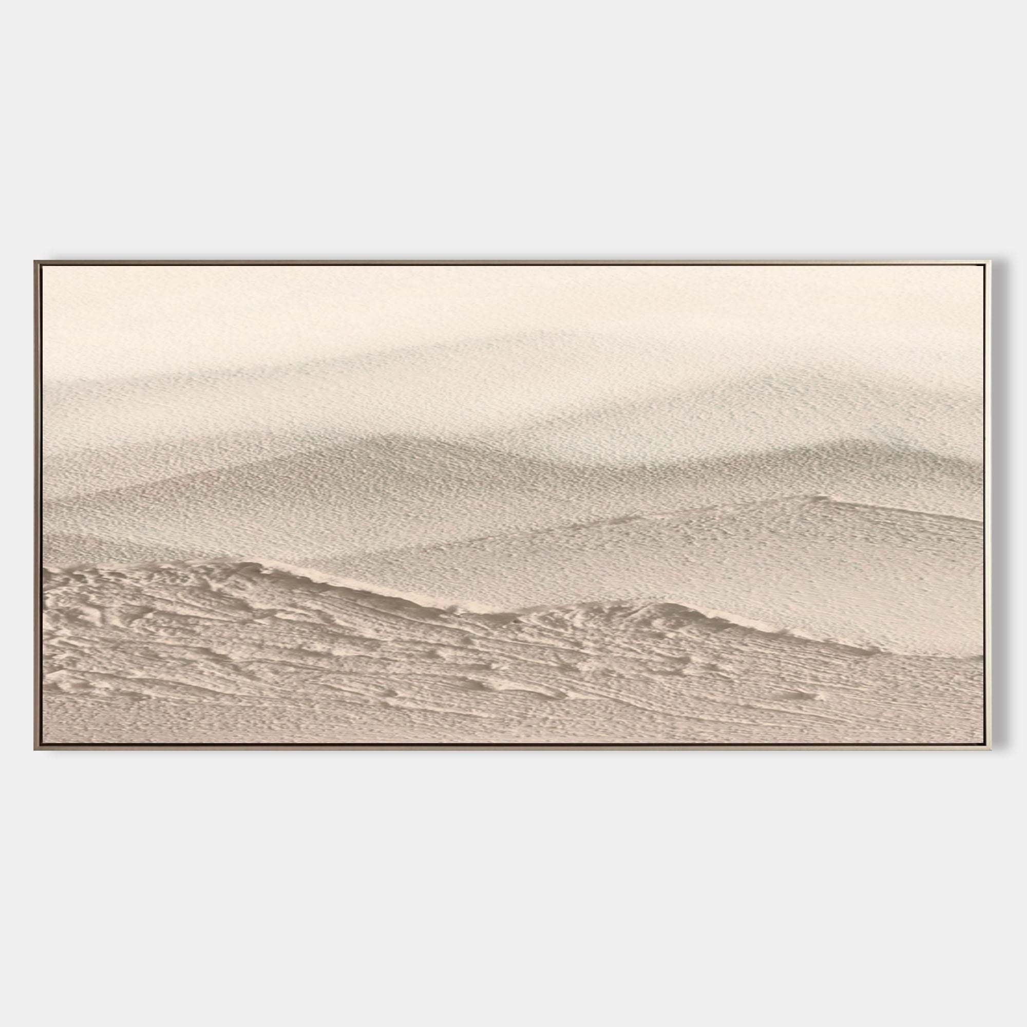 Hand-Painted Minimalist Mountain Landscape Oil Painting on Canvas – Neutral Beige Textured Wall Art for Modern Interiors 288AA