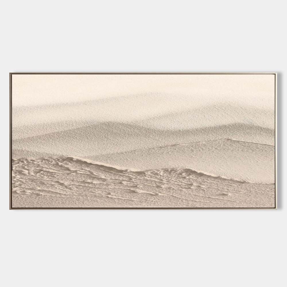 Hand-Painted Minimalist Mountain Landscape Oil Painting on Canvas – Neutral Beige Textured Wall Art for Modern Interiors 288AA