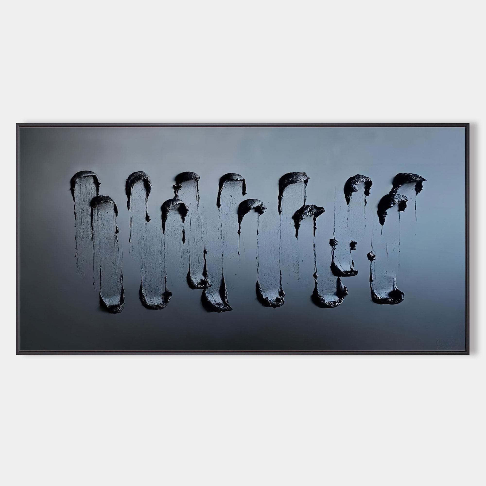 Black Textured Abstract Oil Painting on Canvas 296AA