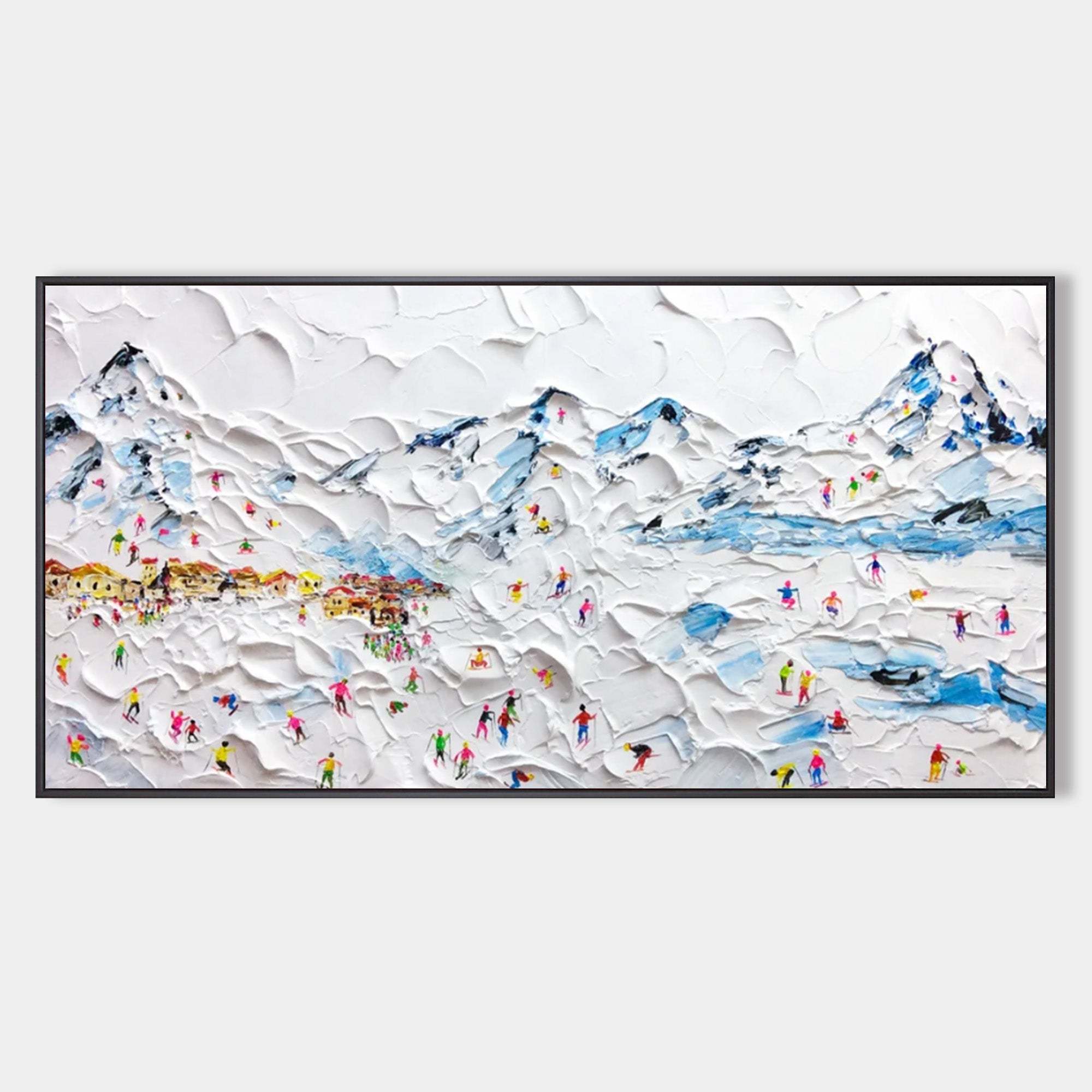 Ski Resort Textured Abstract Oil Painting on Canvas 292BR