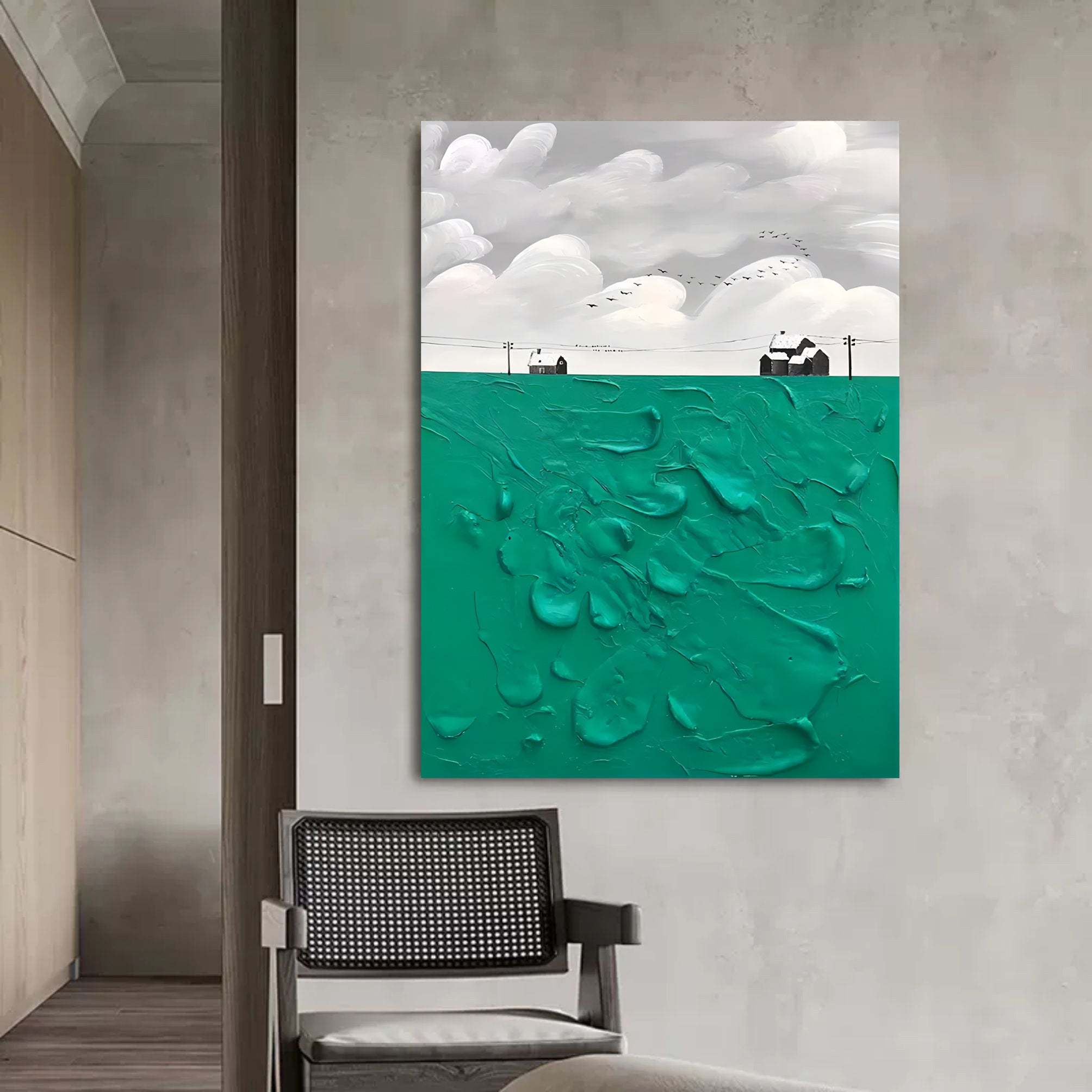 Minimalist Landscape Textured Abstract Oil Painting on Canvas 295AA