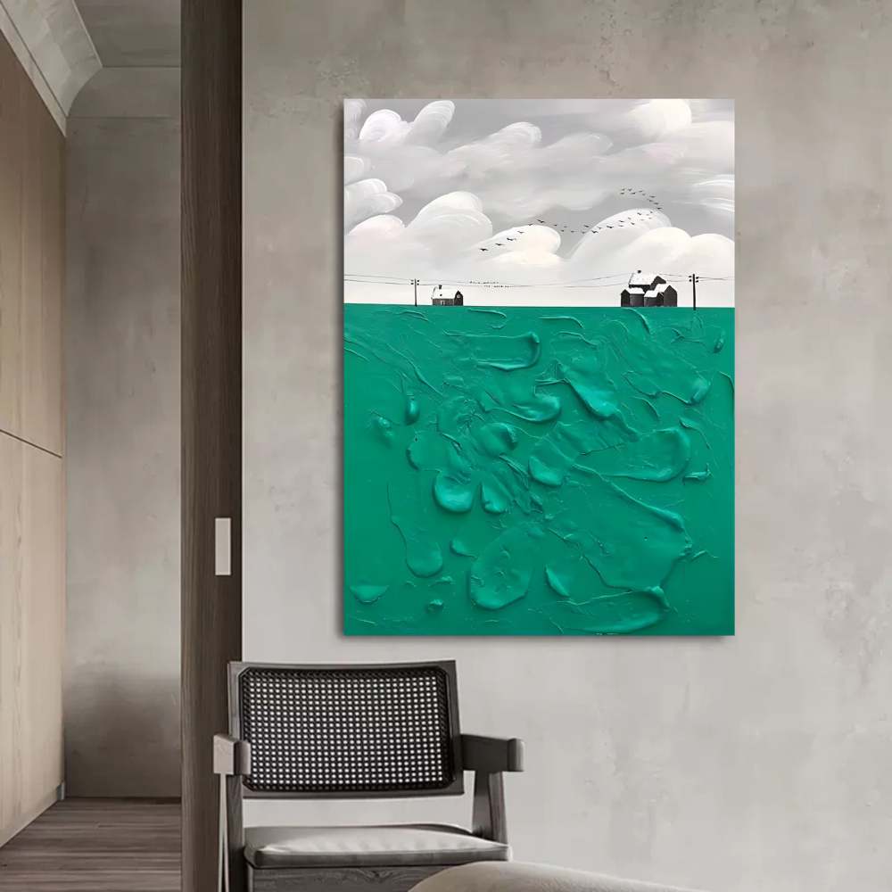Minimalist Landscape Textured Abstract Oil Painting on Canvas 295AA