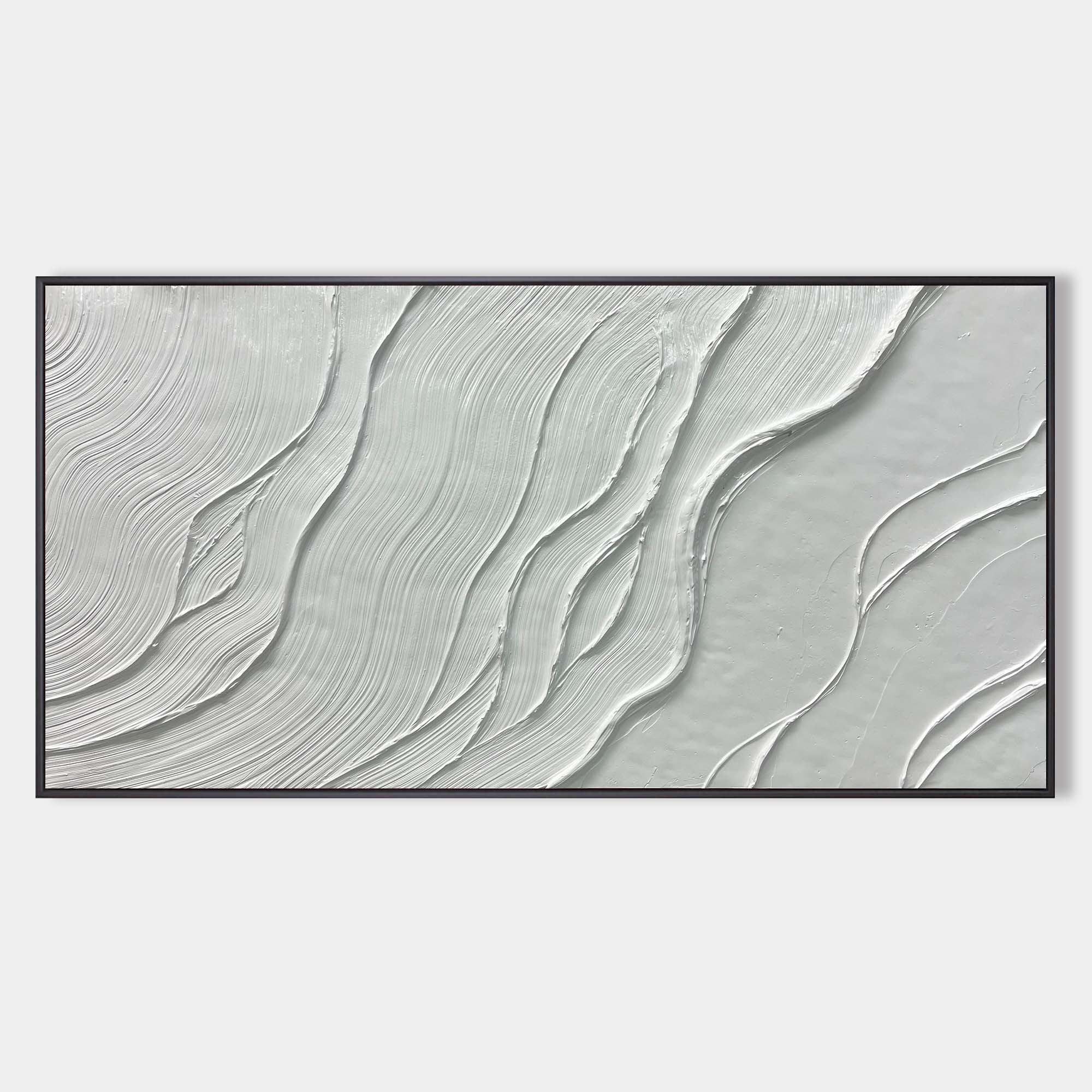Minimalist White Textured Abstract Oil Painting on Canvas 293AA