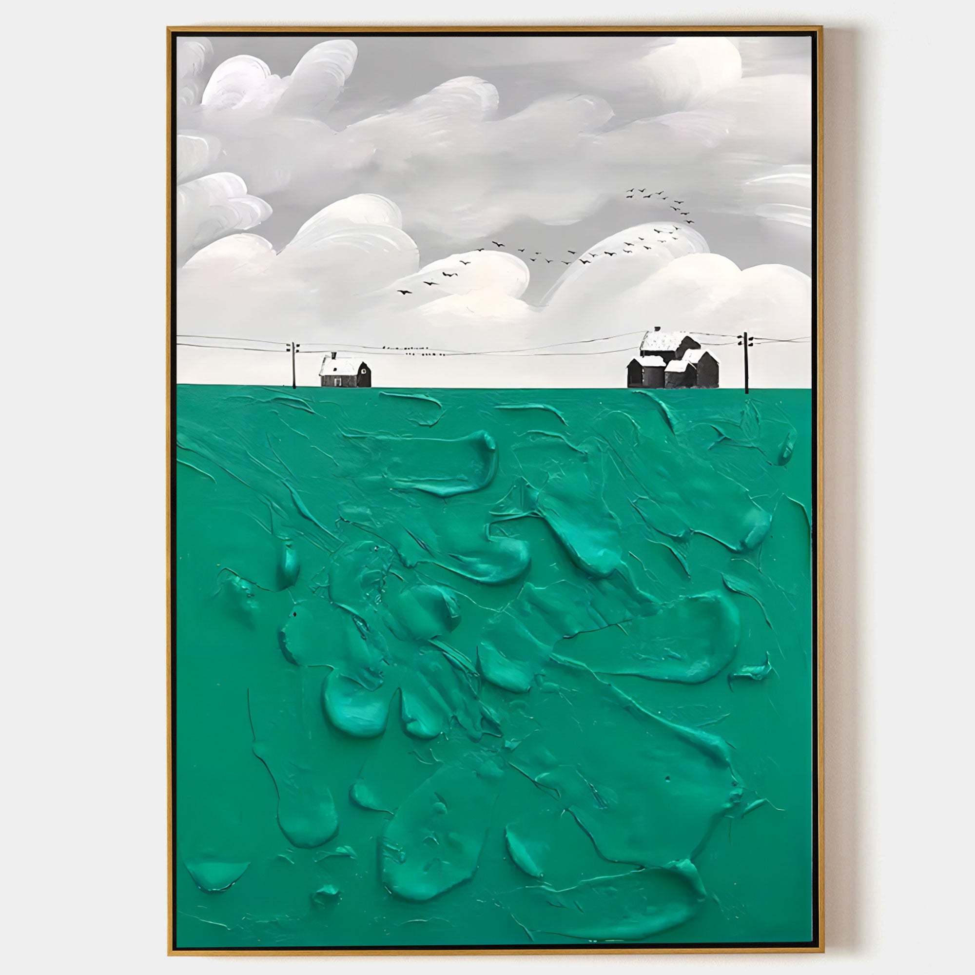 Minimalist Landscape Textured Abstract Oil Painting on Canvas 295AA