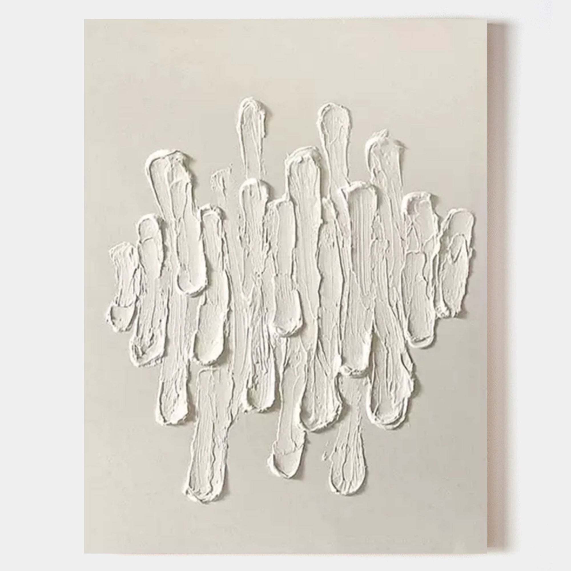 Minimalist White Textured Abstract Oil Painting on Canvas 291AA