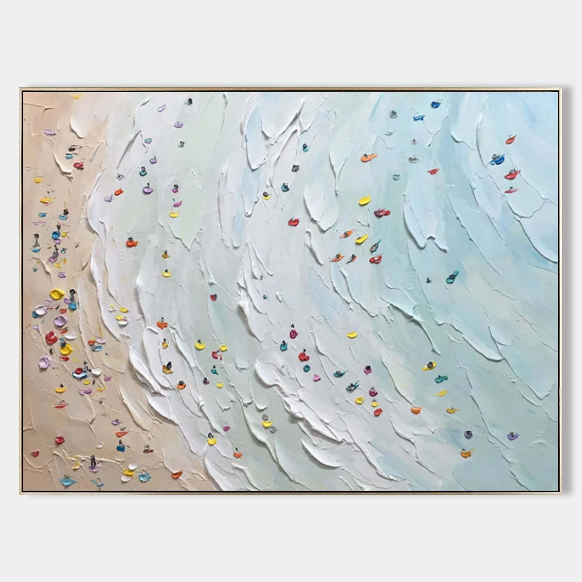 Beach Scene Textured Abstract Oil Painting on Canvas 304BR