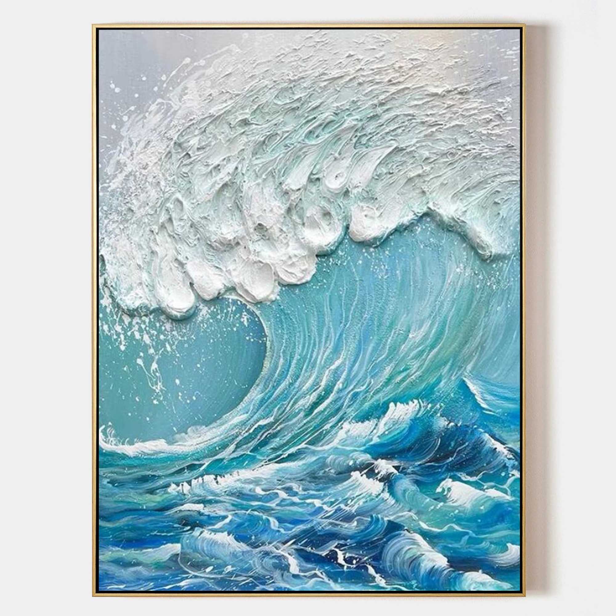 Ocean Wave Textured Abstract Oil Painting on Canvas 291AA