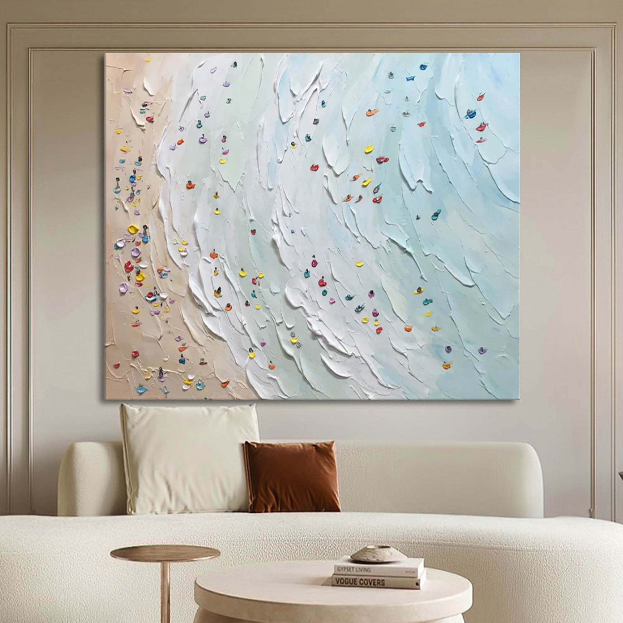 Beach Scene Textured Abstract Oil Painting on Canvas 304BR