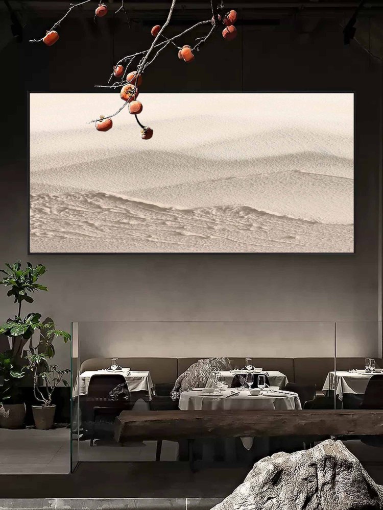 Hand-Painted Minimalist Mountain Landscape Oil Painting on Canvas – Neutral Beige Textured Wall Art for Modern Interiors 288AA