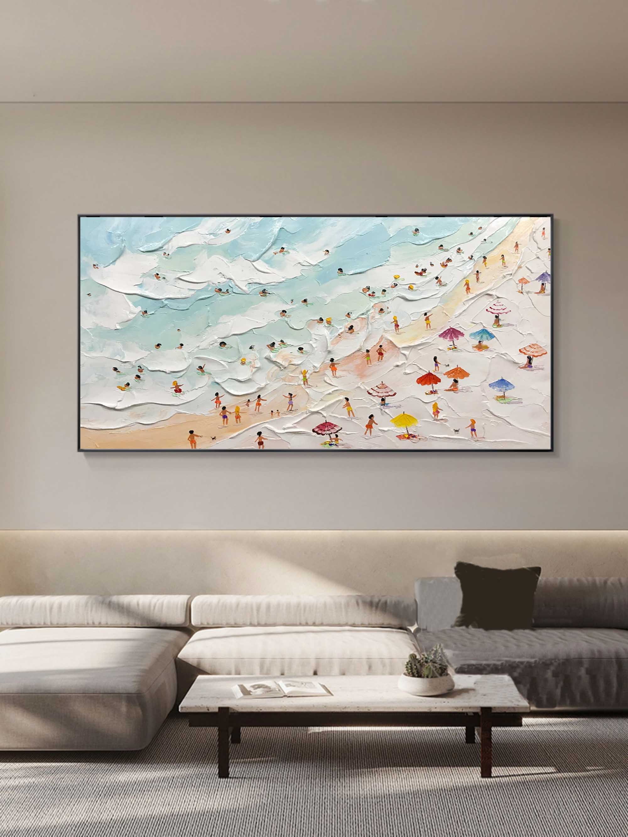 Summer Beach Textured Abstract Oil Painting on Canvas 305BR