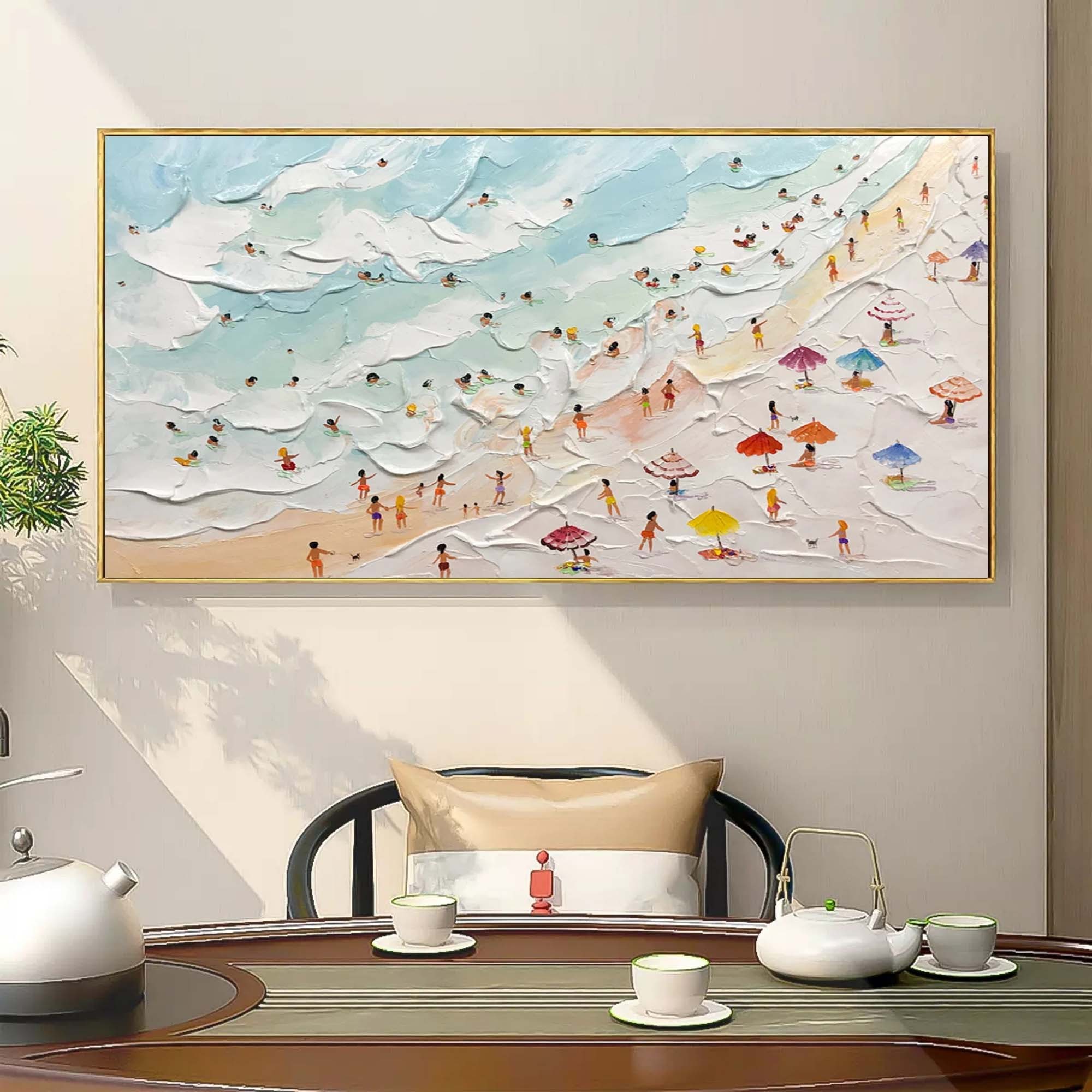 Summer Beach Textured Abstract Oil Painting on Canvas 305BR
