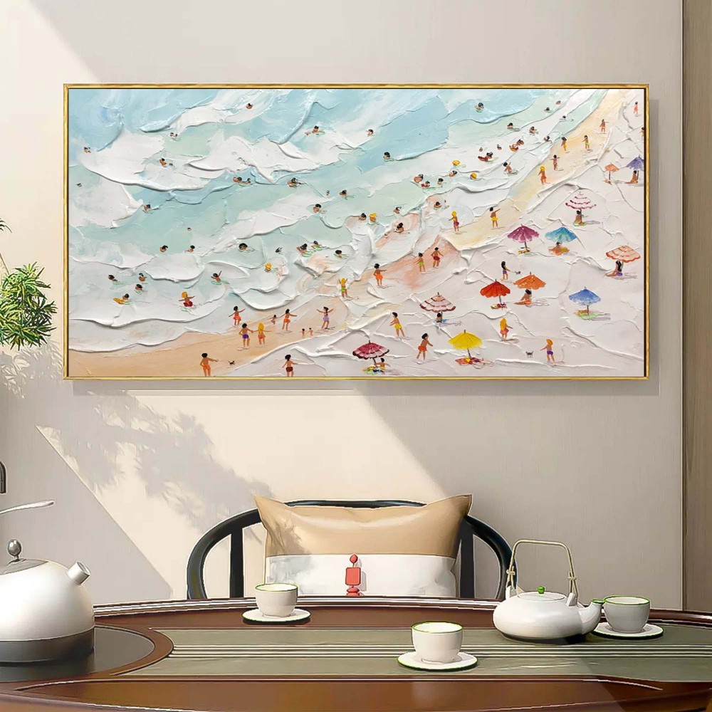 Summer Beach Textured Abstract Oil Painting on Canvas 305BR