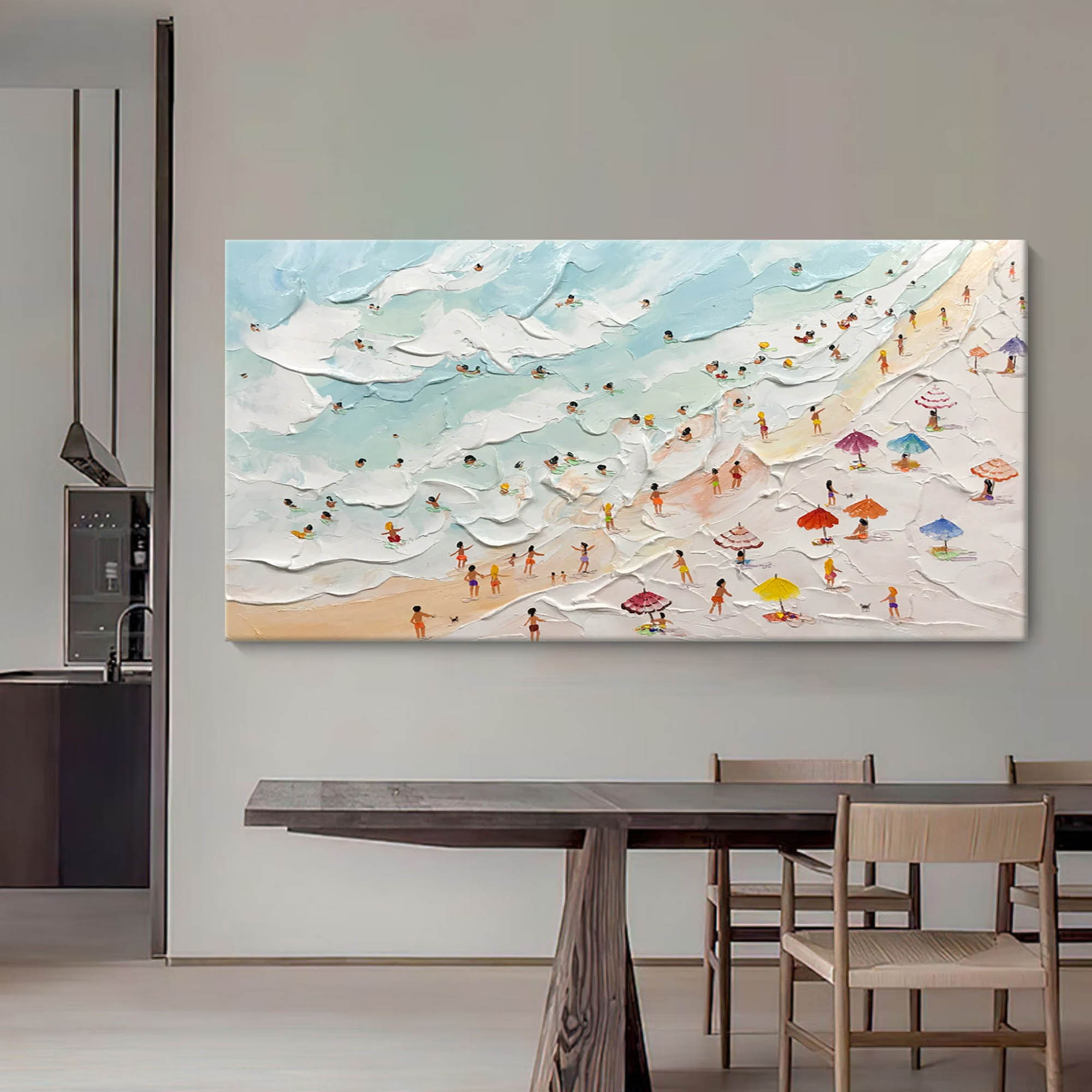 Summer Beach Textured Abstract Oil Painting on Canvas 305BR