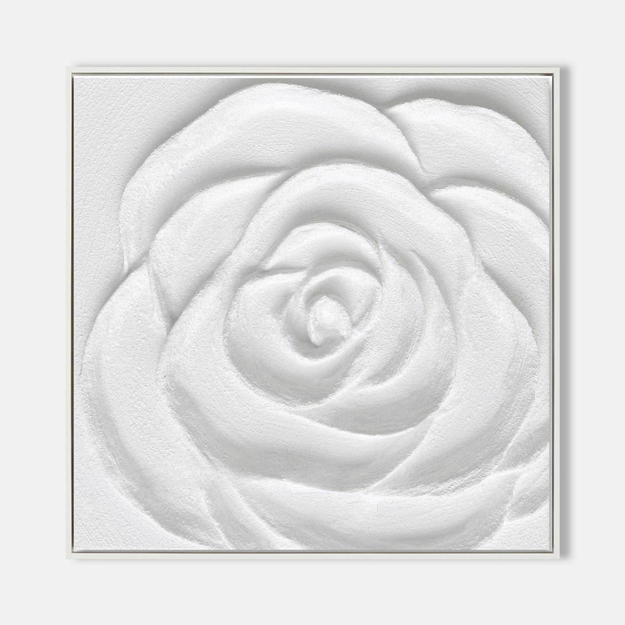 White Rose Textured Floral Oil Painting on Canvas 306AA