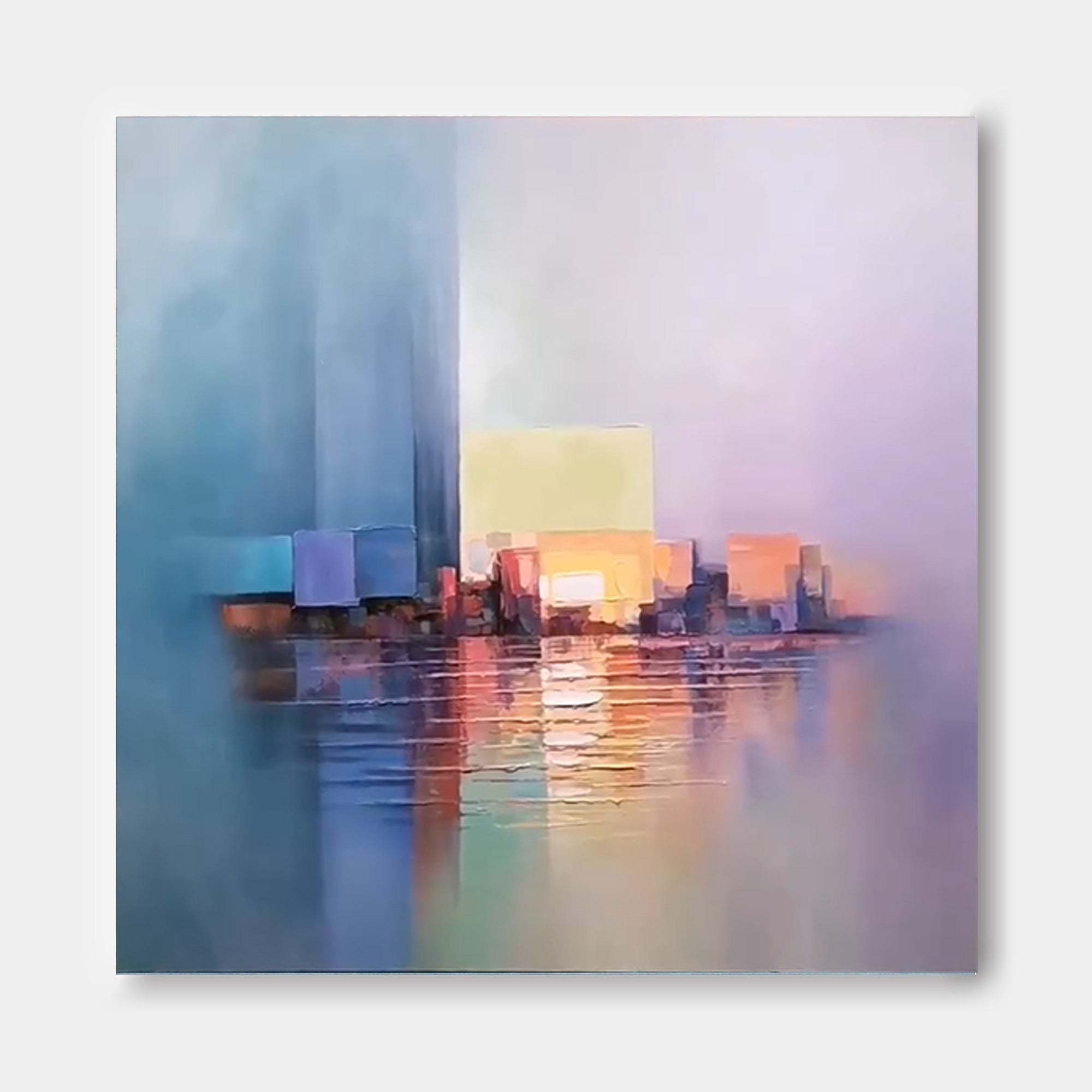 Soft Abstract Cityscape Sunset Reflection Oil Painting 320AA