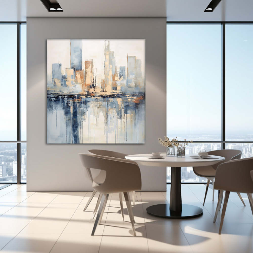 Abstract City Skyline Reflection Modern Oil Painting 316AA